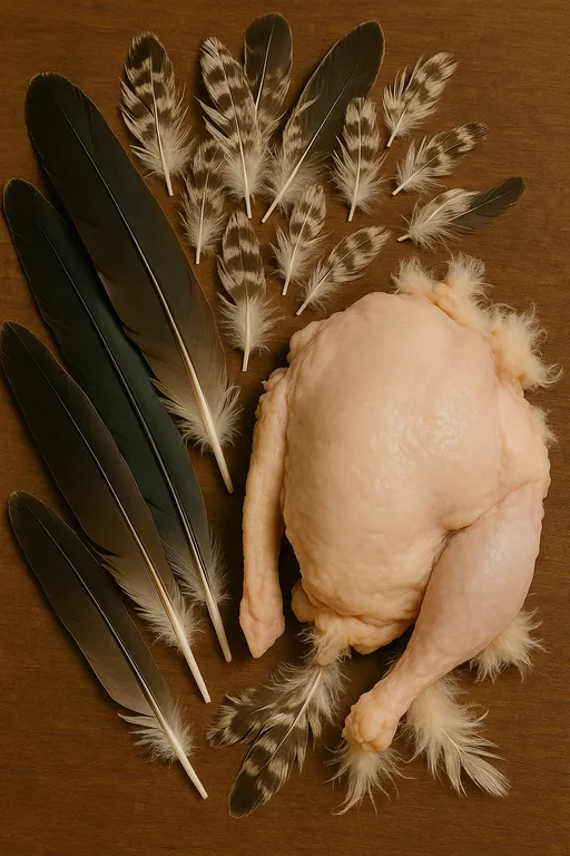 Skins and other parts of birds, with their feathers or down